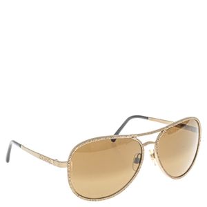 Óculos Chanel Metal Dourado e Lente Marrom