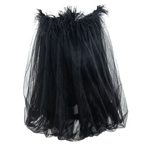 Vestido Selezza London Balonê Plumas Preto