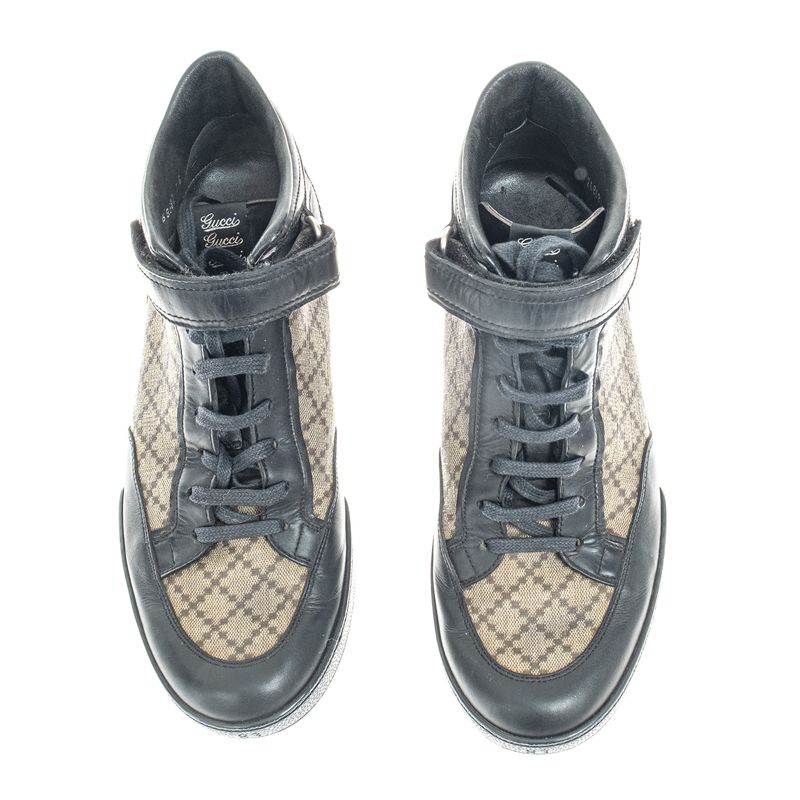 Tenis-Gucci-Couro-Estampado-e-Preto-