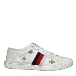 Tênis Gucci Ace Bordado Couro Branco