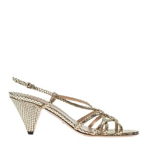 Sandália Gucci Couro Texturizado Dourado
