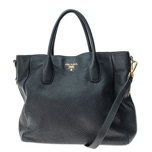 Bolsa Prada Tote Couro Daino Preto