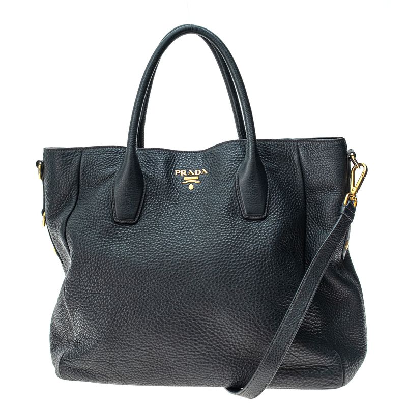 Bolsa-Prada-Tote-Couro-Daino-Preto