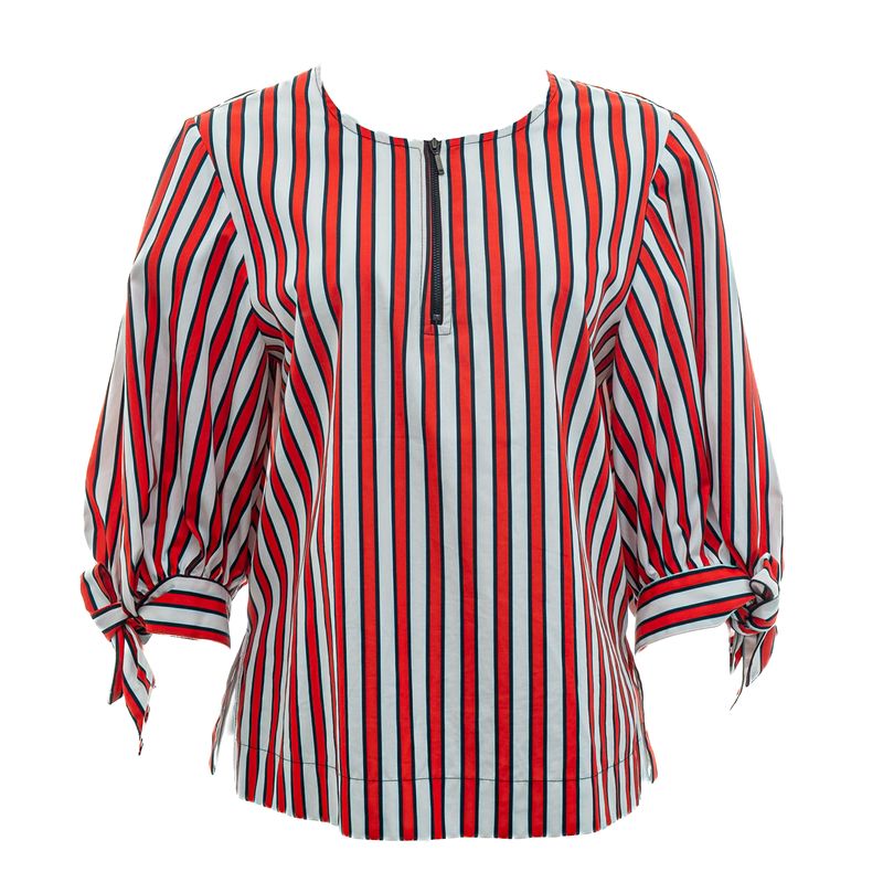 Blusa-Reinaldo-Lourenco-Listrada-Branco-e-Vermelho-
