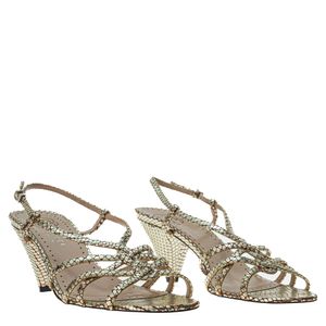 Sandália Gucci Couro Texturizado Dourado