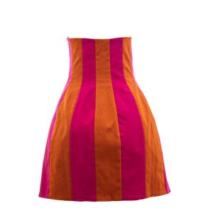 Vestido Anne Fernandes Curto Rosa e Laranja