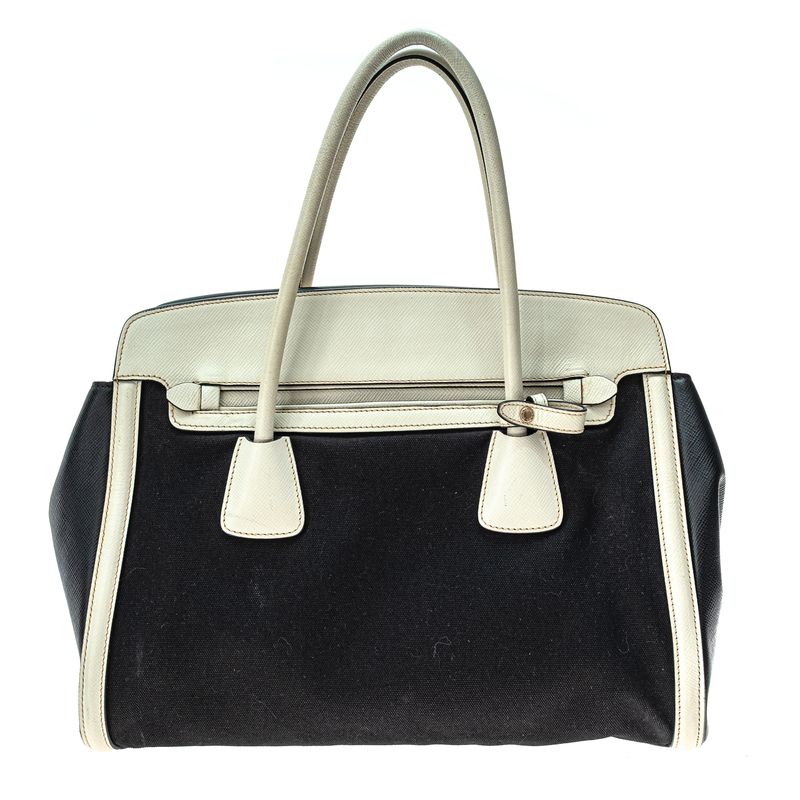 Bolsa-Prada-Couro-Saffiano-Preto-e-Branco-