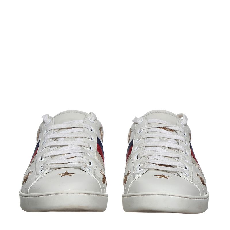 Tenis-Gucci-Ace-Bordado-Couro-Branco