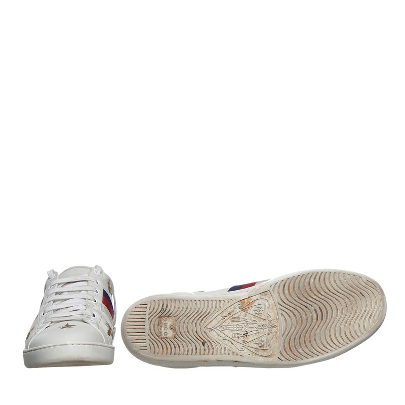 Tenis-Gucci-Ace-Bordado-Couro-Branco