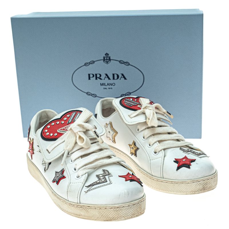 Tenis-Prada-Patches-Coracao-Branco-