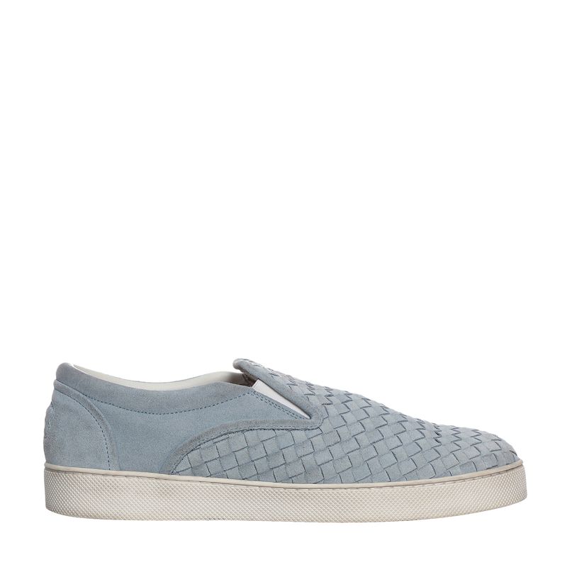 Tenis-Bottega-Venetta-Slip-On-Intreciatto-Couro-Azul
