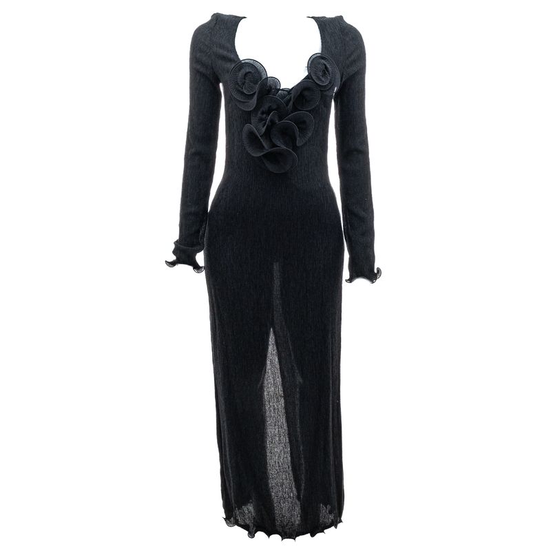 Vestido-Magda-Butrym-Crepe-Flores-3D-Preto-