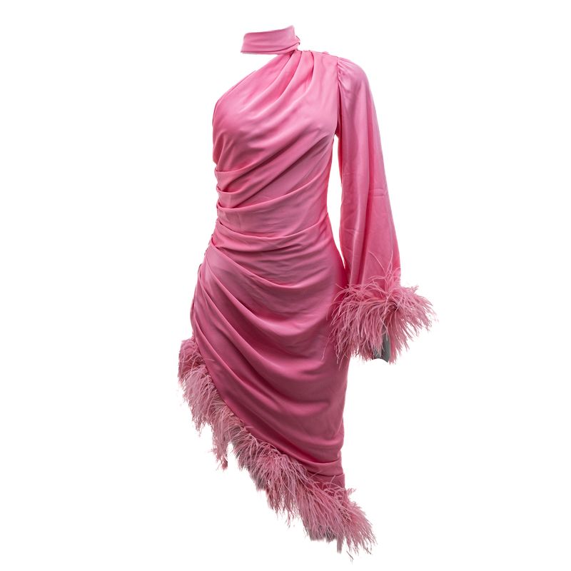 Vestido-Patbo-Plumas-Rosa-