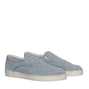 Tênis Bottega Venetta Slip On Intreciatto Couro Azul