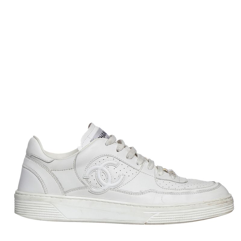 Tenis-Chanel-Logo-Couro-Branco