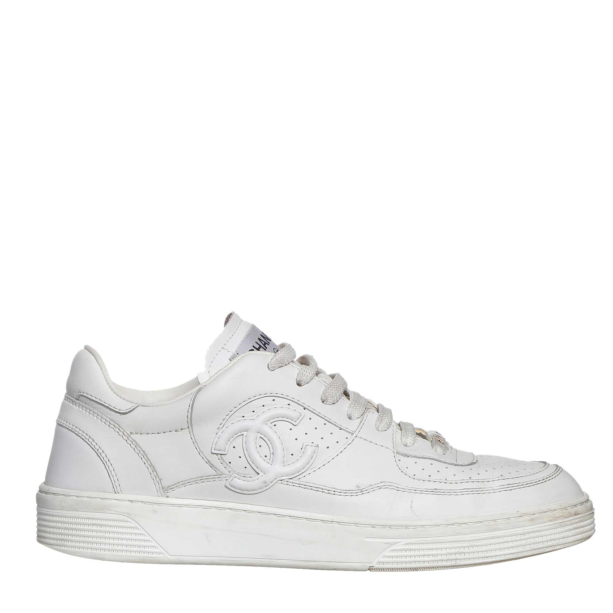 Couro Tenis Chanel Branco Feminino Tênis Chanel Logo Couro Branco