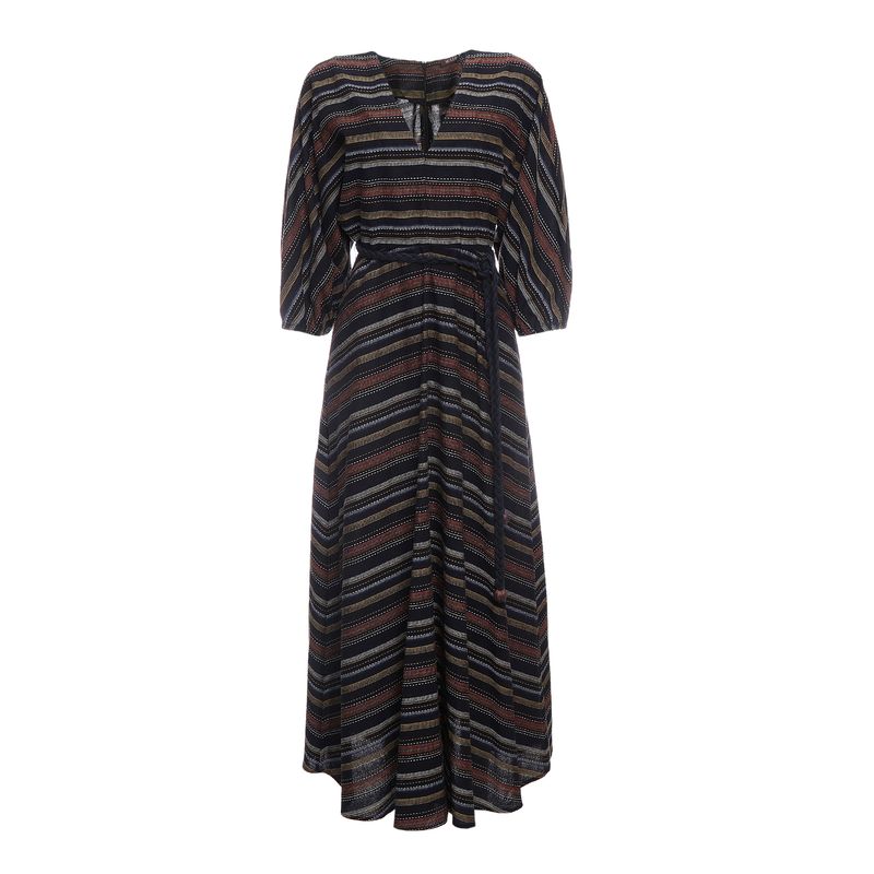 Vestido-Mixed-Jacquard-com-Cinto-Azul