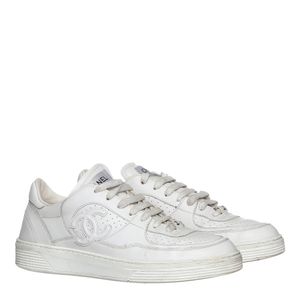 Tênis Chanel Logo Couro Branco