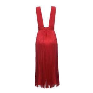 Vestido NV Franjas Vermelho