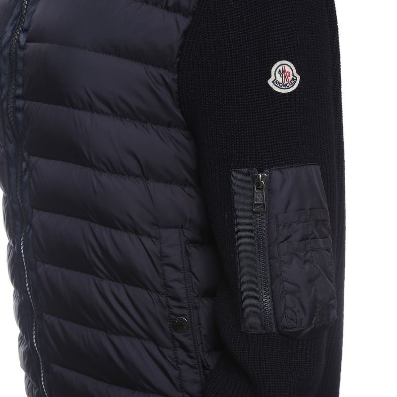 Casaco-Moncler-Matelasse-e-Trico-Azul-Marinho