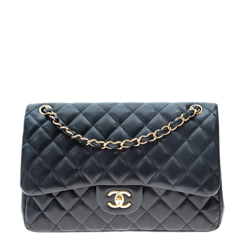 Bolsa-Chanel-Classic-Double-Flap-Jumbo-Preta-