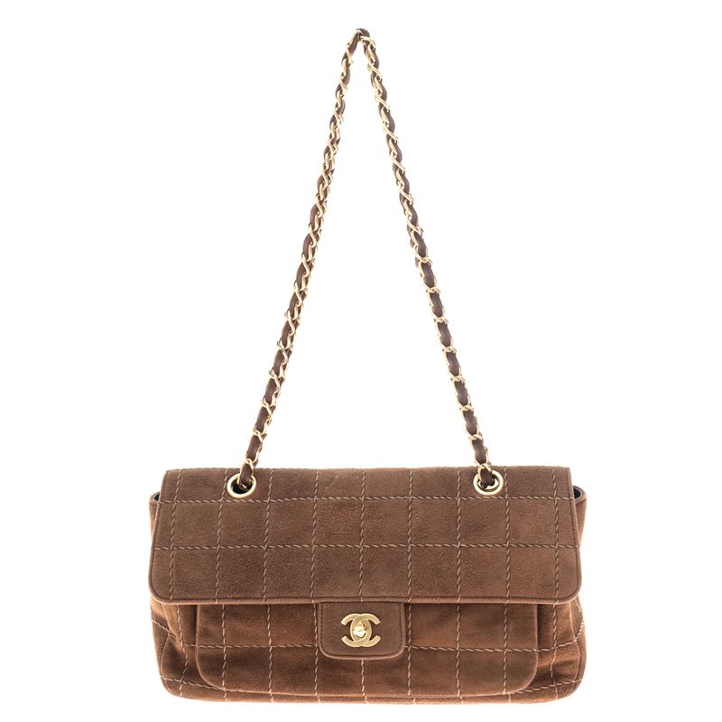Bolsa-Chanel-Chocolat-Bar-Camurca-Marrom