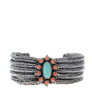Pulseira Vintage Cordas Prateadas e Pedra Bicolor