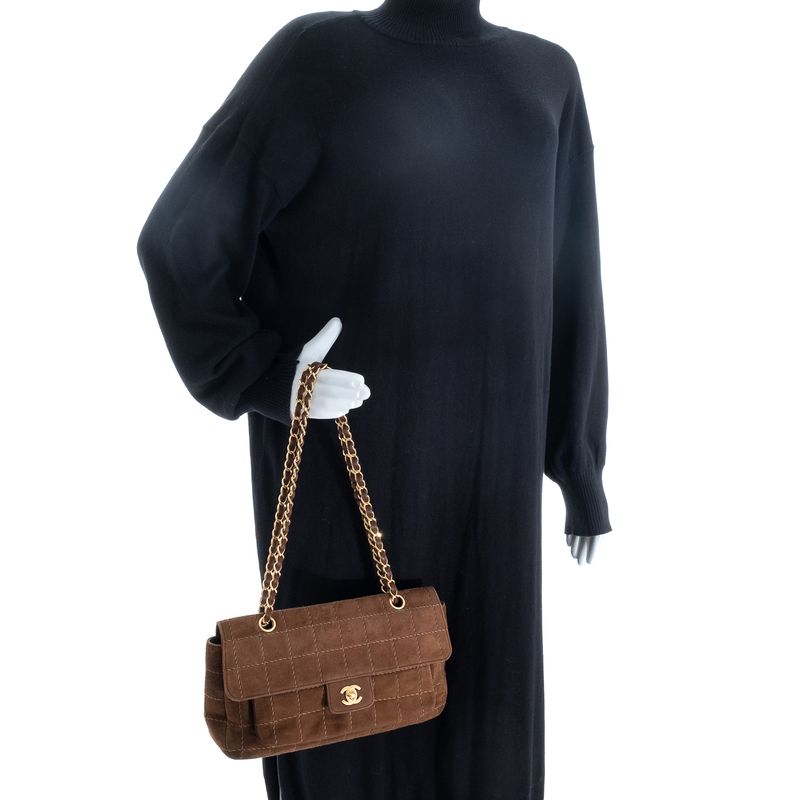 Bolsa-Chanel-Chocolat-Bar-Camurca-Marrom