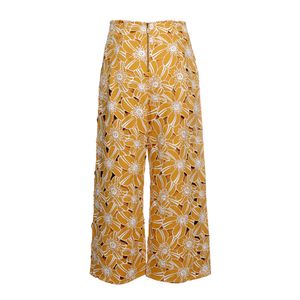 Calça Paula Raia Bordada Amarela