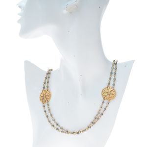 Colar Vintage Folhas Dourado e Chumbo