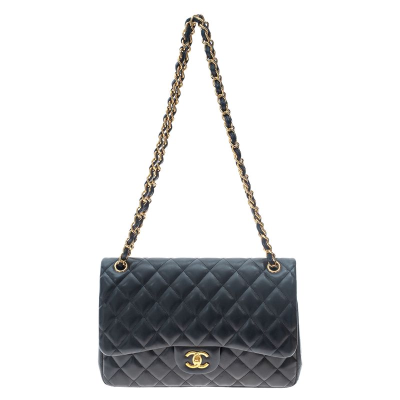 Bolsa-Chanel-Classic-Double-Flap-Jumbo-Preta-