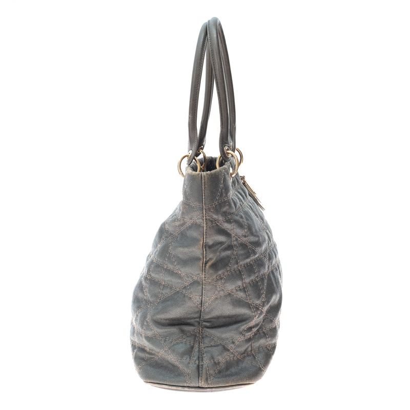 Bolsa-Christian-Dior-Tote-Cannage-Cinza-
