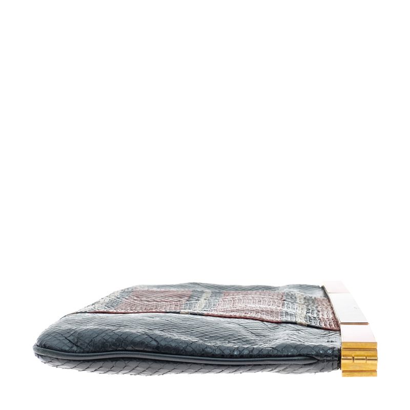 Clutch-Alexander-McQuenn-Couro-Exotico-Preto-e-Vermelho-
