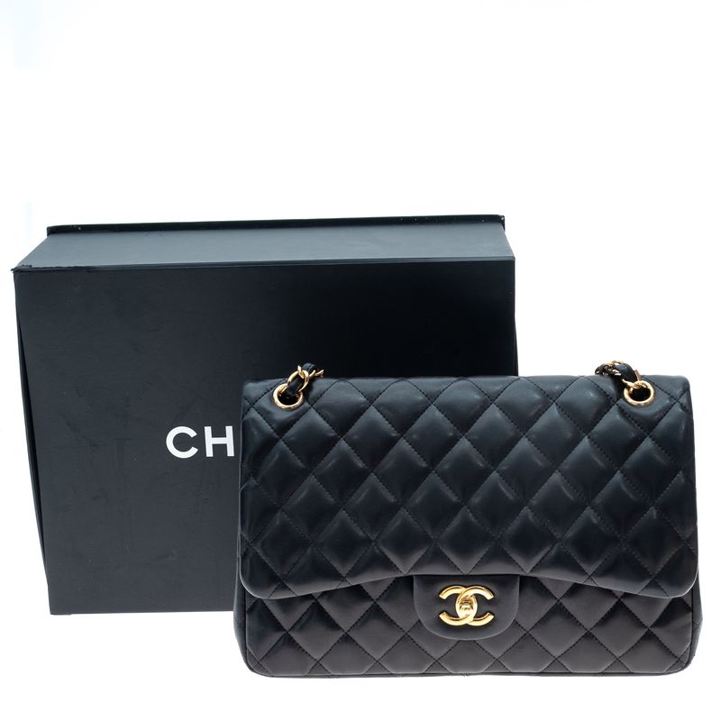 Bolsa-Chanel-Classic-Double-Flap-Jumbo-Preta-