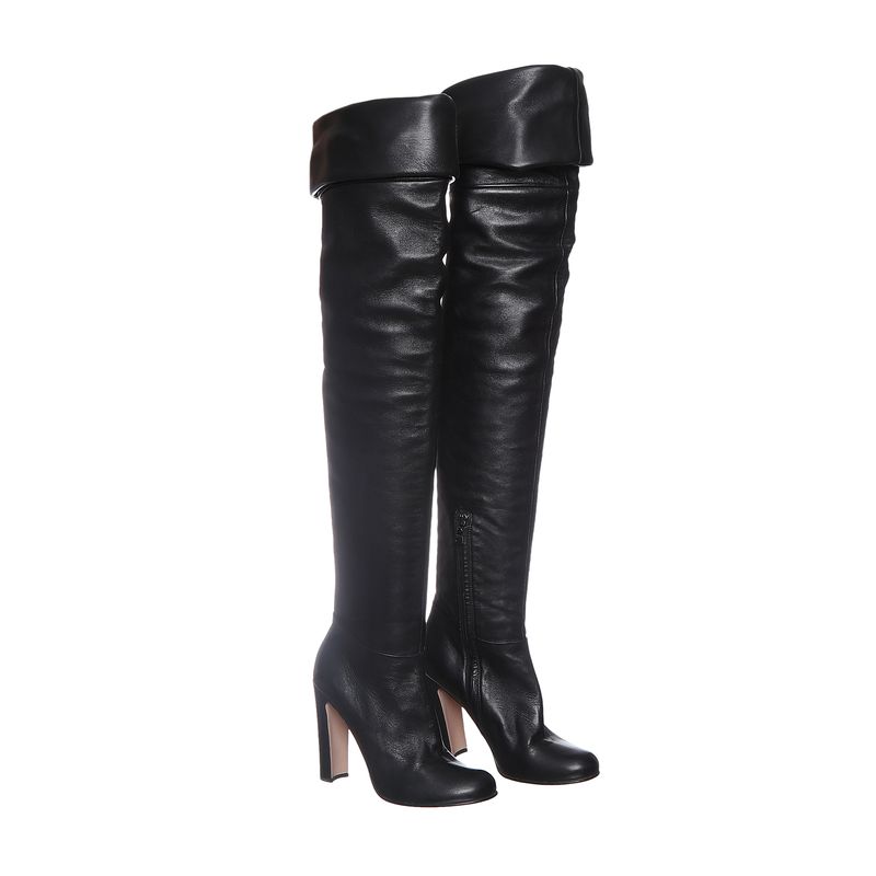 Bota-Prada-Over-The-Knee-Couro-Preta