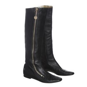 Bota Gucci Cano Longo Couro Preto