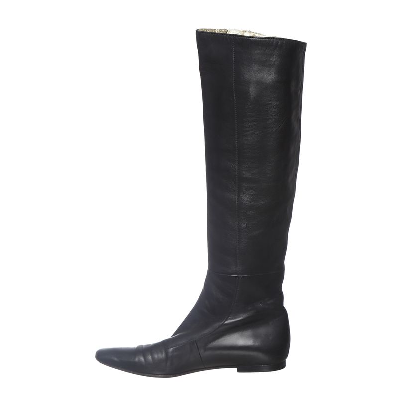 Bota-Gucci-Cano-Longo-Couro-Preto