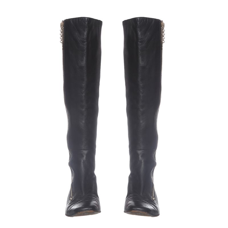 Bota-Gucci-Cano-Longo-Couro-Preto