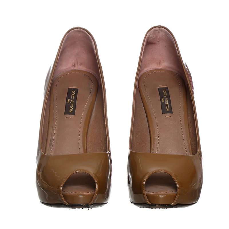 Sapato-Louis-Vuitton-Peep-Toe-Oh-Really-Verniz-Marrom