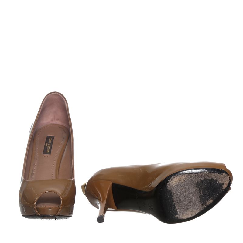Sapato-Louis-Vuitton-Peep-Toe-Oh-Really-Verniz-Marrom