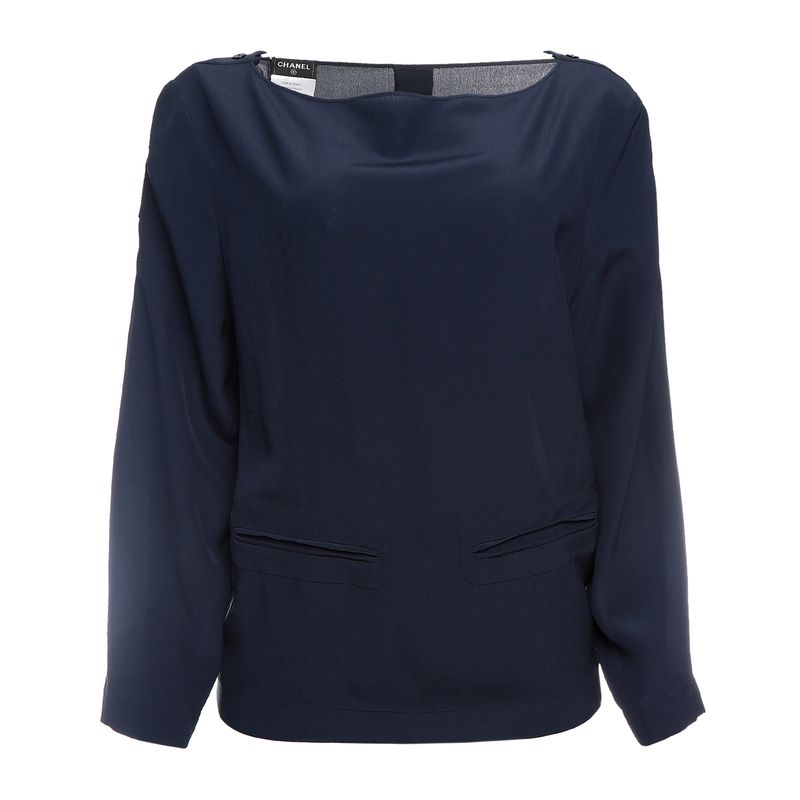 Blusa-Chanel-Seda-Azul-Marinho