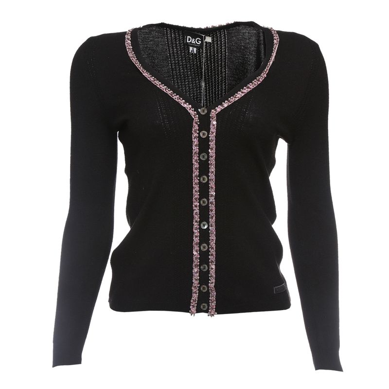 Cardiga-Dolce---Gabbana-com-Bordado-Preto