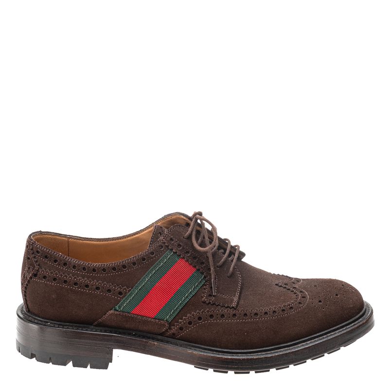 Sapato-Gucci-Camurca-Marrom-e-Faixa-Web-