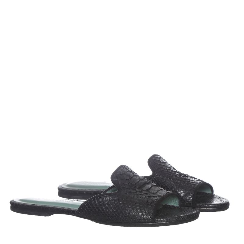 Sandalia-Rasteira-Blue-Bird-Shower-Flat-Python-Preto