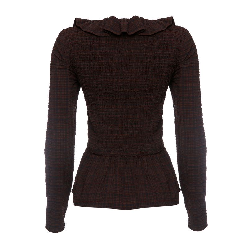 Blusa-Ganni-Xadrez-Marrom