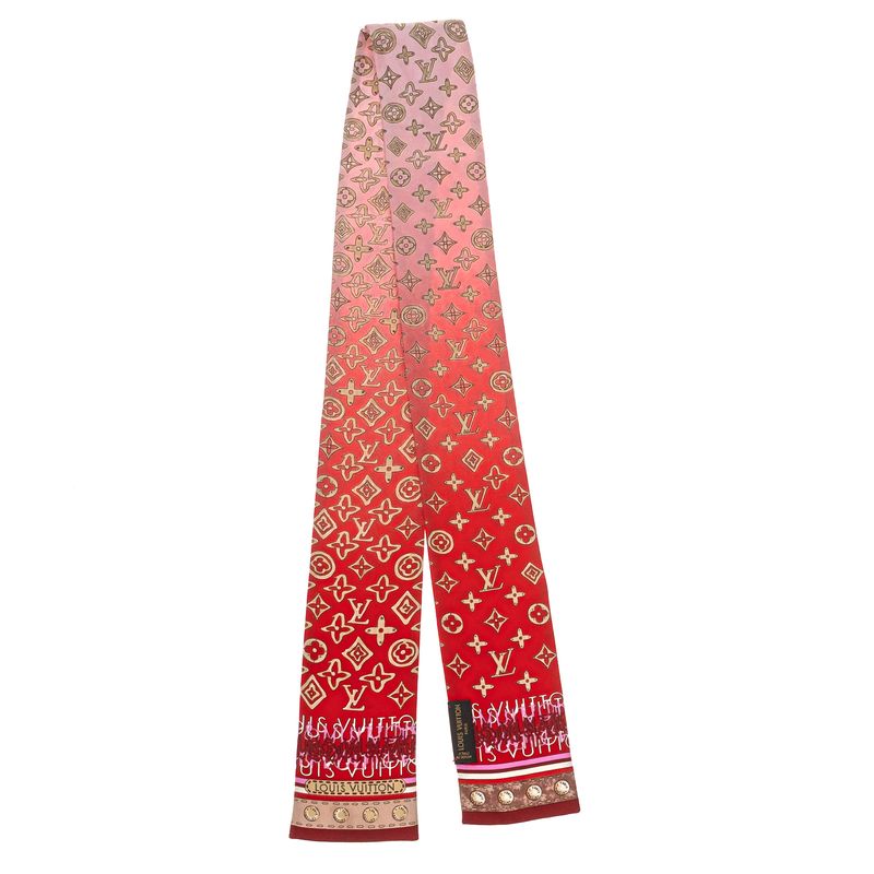 Lenco-Louis-Vuitton-Bandeau-Estampado-Rosa-e-Vermelho-