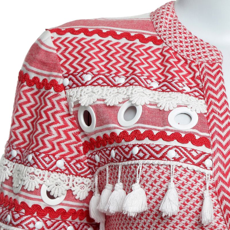 Blusa-Dodo-Bar-Or-Pompons-Algodao-Vermelho-e-Branco