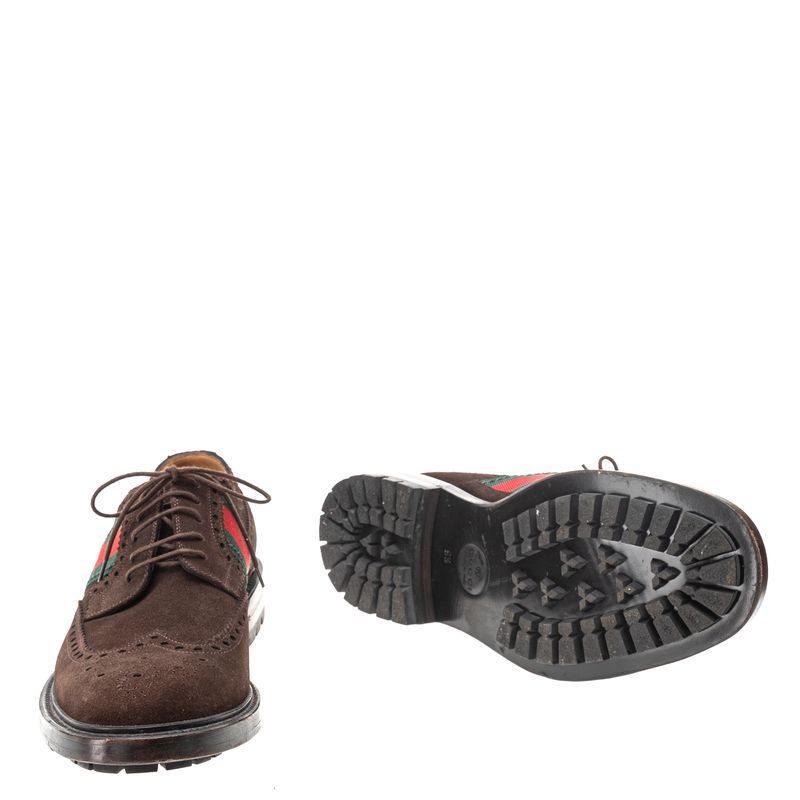 Sapato-Gucci-Camurca-Marrom-e-Faixa-Web-