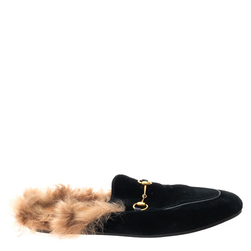 Mule-Gucci-Princetown-Pelos-Couro-Preto