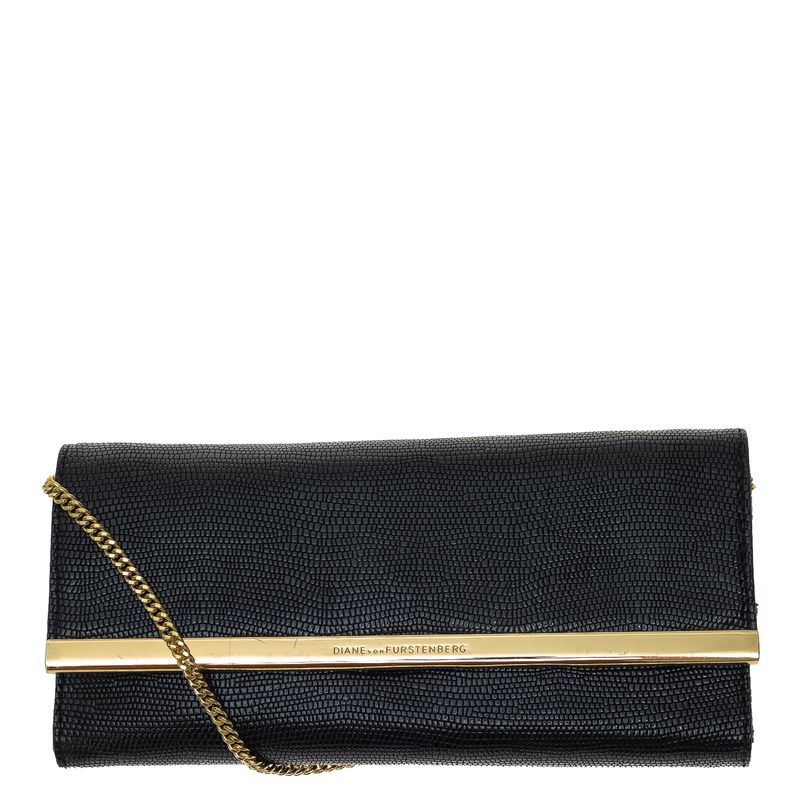 Clutch-Diane-Von-Furstenberg-Couro-Preto-